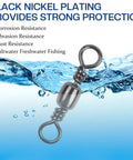 Barrel Swivels Fishing Set 200 Pcs Rolling Ball Bearing Swivels With Solid Ring Tackle Connector Copper Stainless Steel Black Nickel Gold Finish Sizes 2 4 6 8 10 For Lures Rigs, black nickel swivel