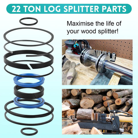 Heavy Duty Universal Hydraulic Log Splitter Cylinder Seal Kit For 4.0 Bore And 1.75 Rod Fits 22 Ton Log Splitters Rebuild Seals