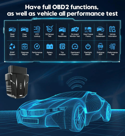 Bluetooth Wireless Car Diagnostic Tool For iOS And Android With Live Data, Code Reader, Performance Tests, 9 Protocols, Fault Clearing.