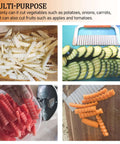 Zfegto crinkle cutter set of 2 with wooden handles; shows wave-cut potatoes, sliced zucchini, and carrot sticks.