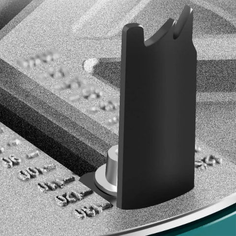 Heavy Duty Hole Saw Kit With 12 Blades For Woodworking Pros Featuring Punching Range From Five To Half Inch That Drills Clean Holes In Plywood Plastic Gypsum Acrylic Sheets And Thin Metal Without A Messy Chip Explosion Every Time You Cut. black hole saw blade in close-up on metal base