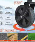 Foldable Tailgate Wagon Cart With Wheels Lightweight 12 Lb Utility Wagon for garden, grocery, beach; close-up of all-terrain wheel.