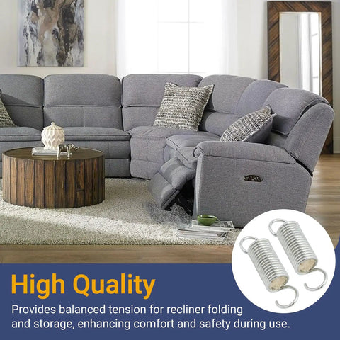 Revamp Your Living Room Setup With These Heavy Duty Recliner Tension Springs 2 7/8 Inch Universal Fit For Lane Lazyboy Homeplace Rock Solid Galvanized Steel No Sweat Install Rapid Durable Fix Two Pack in a cozy living room setting.