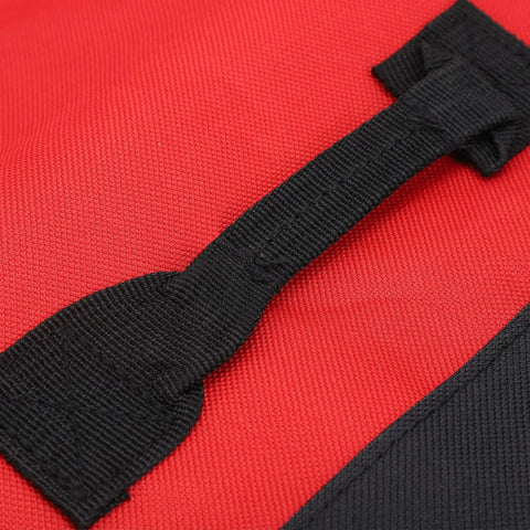 Close-up of handle on Portable Canvas Knife Roll With 20 Slots For Chefs And Home Cooks Heavy Duty Double Stitching Lightweight Travel Cutlery Bag