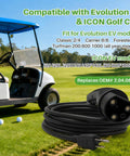 Rugged 10 Foot 3 Pin Charging Cable For Evolution Icon Golf Cart 48V Electric Vehicle 120V To 220V 16 Amp power cord and golf cart.