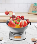 Digital Kitchen Scale With Stainless Steel Bowl IPX6 Waterproof 11 Lb Capacity Precise 0.01 Oz 0.1 g Readings