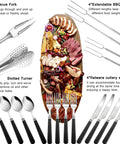 Go To 31 Piece Camping Utensils Set For Camp Kitchen And Grilling Portable Outdoor Cooking Gear with barbecue fork and cutting board
