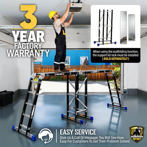 Heavy Duty 7 In 1 Folding Telescoping Ladder 19.6 Ft Aluminum Extension Ladder With 330 Lb Capacity For Home Projects And Professional Jobs, scaffold setup