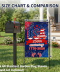 All American 250th Anniversary USA Garden Flag for Outdoor Celebration in front yard next to mailbox, size 12x18 inch