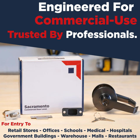 Black Commercial Door Lever Lockset Grade 2 Heavy Duty Keyed Entry For High Traffic Offices Schools Medical Facilities And Industrial Spaces UL And CUL ADA Compliant ANSI A156.2