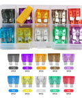 Grab This Essential Mini Blade Fuse Assortment Kit With An Integrated Extractor Tool For Hassle Free Under Hood Electrical Fixes That Let You Swap Blown Fuses In A Flash And Keep Your Rig Humming, displayed in clear organizer.