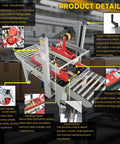 Heavy Duty Automatic Case Sealer Double Flap Box Taping Machine features adjustable handle, sealing heads, and swivel casters.