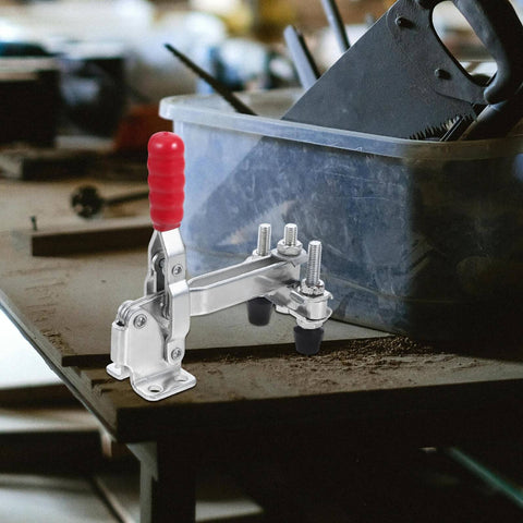 Two Pack Beefy Vertical Double Head Quick Release Welding Toggle Clamps Zinc Plated Iron Fixed Workholding Clamps