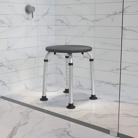 Aluminum Bath And Shower Chair With Adjustable Height And Anti Slip Medical Seat For Easy Safe Transfers 300 Lb Weight Capacity No Slip Feet Ideal For Elderly And Post Surgical Use Gray.