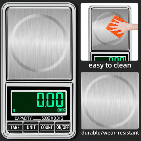 Pocket Scale Digital Jewelry Scale 500g 0.01g Accuracy USB Rechargeable Handy Mini Gram Scale with cleaning illustration