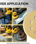 Top Tier 5 Inch Hook And Loop Sanding Discs With 40 To 1000 Grit Assorted Aluminum Oxide Pads Perfect For Random Orbital Sanders and Heavy Duty Woodworking Projects That Need That Smooth Finish Today in use on metal and wood.