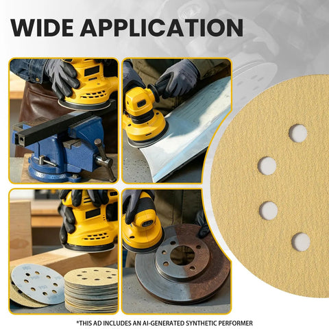 Top Tier 5 Inch Hook And Loop Sanding Discs With 40 To 1000 Grit Assorted Aluminum Oxide Pads Perfect For Random Orbital Sanders and Heavy Duty Woodworking Projects That Need That Smooth Finish Today in use on metal and wood.