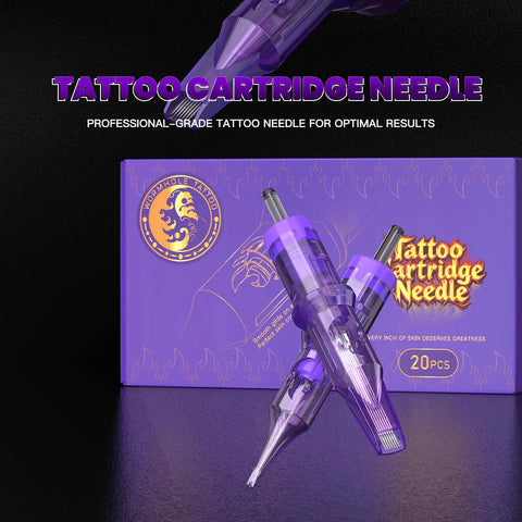Wireless Tattoo Kit For Beginners All In One Rotary Pen Tattoo Gun Set cartridges in front of purple box