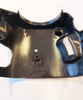 Black plastic steering column shroud cover, front view with mounting posts, fits 1999-2002 Silverado