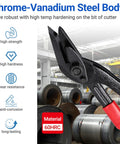Heavy Duty 12 Inch Strapping Cutter With Wide Blade, Chrome Vanadium Steel banding shears showcasing sharp blades for cutting metal.