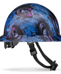 Full Brim Hard Hat With Color Weave Gloss, side view, skull pattern, OSHA Approved and ANSI Z89.1 Type 1, Meets Class E G C Standards