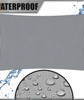 14 By 14 Foot Grey Waterproof Sun Shade Sail UPF50 Plus Canopy Awning Shelter For Outdoor Patio Backyard Garden Carport Water Resistant UV Block 95 Percent Custom Size Available with water droplets showing waterproof feature