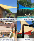 12 Foot Triangle Sun Shade Sail Outdoor Canopy Blue For Backyard Patio Porch Pergola Garden UV Block 180 GSM Polyester