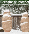 Trees wrapped with 40 Inch Wide Burlap Fabric Roll By The Yard Natural Jute Garden Material For DIY Crafts And Outdoor Projects A Workhorse For Tree Wrap in snow-covered garden