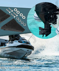 Universal Outboard Hydrofoil For 5 To 150 HP Boats, with Whale Tail Cavitation Plate Stabilizer in PA66 Plastic, on water