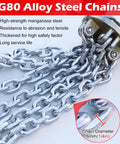 G80 Alloy Steel Chains for Heavy-Duty Drum Lifter For Forklift Crane With 2,200 Lbs Capacity and rugged steel barrels.