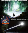 Rechargeable Beast Mode Flashlight With Ultra Bright 100000 Lumens in forest, spotlight zooming 3280 feet