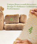 Recyclable Honeycomb Cushioning Paper Roll 12 Inch By 35 Feet For Moving And Shipping Fragile Items Protective Gift Packaging Foam Alternative Wrap shown in use with unique honeycomb structure.