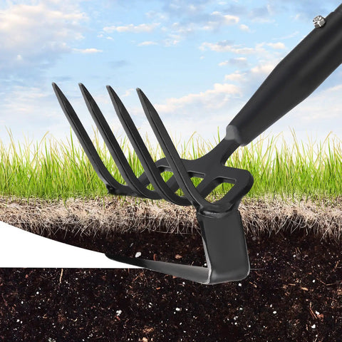 2 In 1 Garden Hoe Tool With Adjustable Length From 37 To 72 Inches for weeding and raking with durable rust proof blade