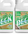 Dark Walnut Wood Stain For Decks And Fences Penetrating Semi Transparent Finish, two 2.5-gallon containers for easy outdoor application.