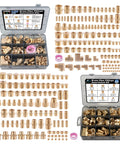 Brass Pipe Fittings Kit 262 Pieces With 156 Piece Plus 106 Piece Sets NPT Adapters displayed in open cases
