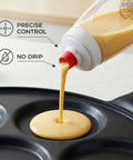 Two Pack Pancake Batter Dispenser Bottles, 1000ml Capacity, Mess Free Pouring For Pancakes, Muffins, Easy Grip Mix Bottle in use