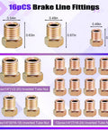 Sixteen inverted flare fittings from Pro Grade One Quarter Inch Copper Coated Brake Line Kit With Twenty Five Feet Of Flexible Tubing And Sixteen Inverted Flare Fittings For Hydraulic Brakes And Fuel Transmission Systems Durable And Corrosion Resistant