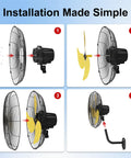 Installation guide for 20 Inch Wall Mount Fan With 7200 CFM Beast Airflow, 90 Degree Oscillation, 3 Speeds, Adjustable Tilt