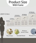 Canvas size chart with human silhouette, wood frame, extended border, framed 24x36 for Killer Monochrome Train Canvas Wall Art