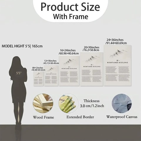 Canvas size chart with human silhouette, wood frame, extended border, framed 24x36 for Killer Monochrome Train Canvas Wall Art
