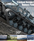 1 16th Scale Military RC Tank Off Road Crawler With 4WD Adjustable Speed And Steering Dual Batteries Openable Doors shown climbing 30° slope