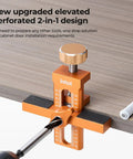 Pro Grade Aluminum Cabinet Door Alignment Jig For Frameless And Face Frame Install, 2-in-1 design on wooden surface.