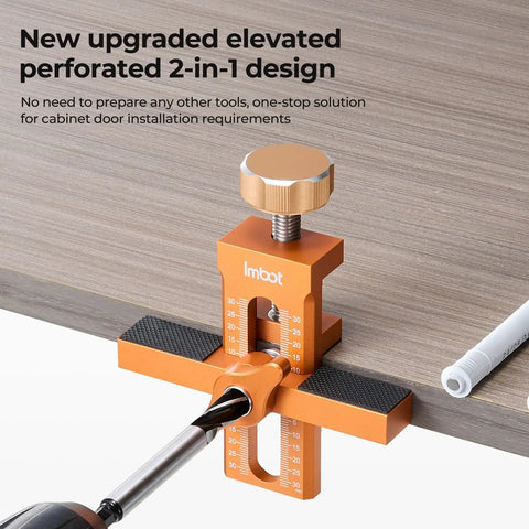 Pro Grade Aluminum Cabinet Door Alignment Jig For Frameless And Face Frame Install, 2-in-1 design on wooden surface.