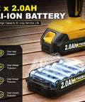 2.0Ah lithium-ion battery for Cordless Reciprocating Saw With 0-3500 SPM Stepless Speed, displayed with protection features