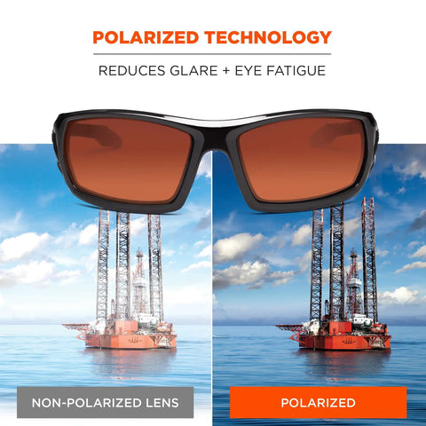 Odin Polarized Safety Sunglasses With Kryptek Typhon Frame And Copper Lens, Impact Resistant Full Frame, Glare Reducing Polarized Lenses, Nearly 100 Percent UV Protection, ANSI Z87 Plus Certified For Tough Work And Outdoor Action