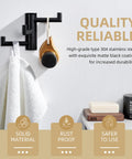 Super Slick Swivel Towel Hook With Three Turning Arms Matte Black Wall Mount Coat Rack Rock Solid Bathroom Robe Hanger hanging towel and bath accessory.