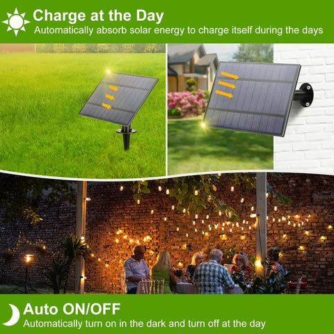 Outdoor Solar String Lights 96Ft 2 Pack With 32 LED Bulbs Waterproof Patio Garden Lights Remote Control 3 Lighting Modes 5 Brightness Levels 4 Timer Settings 2H 4H 6H 8H Easy Auto On At Dusk Ideal For Yard Patio Backyard