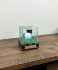 Hole In One Golf Ball Display Case With Real Glass, 1 1/2 Inch Sport Moulding, UV Protected, Personalized Keepsake on shelf