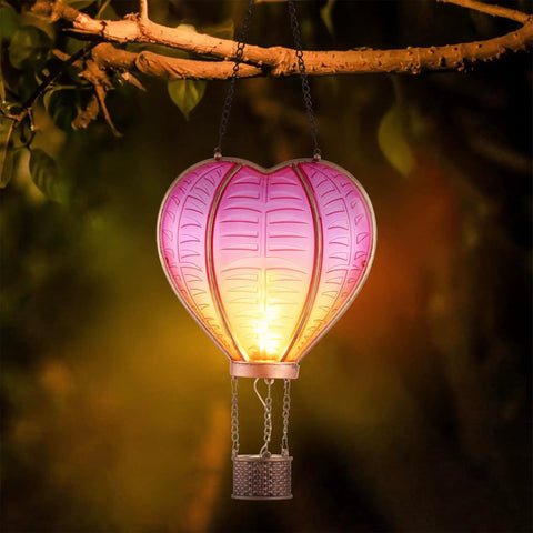 Heart Shaped Solar Lantern For Outdoor Decor Bright Hanging Light With Flickering Flame Garden Party Accent lit at night