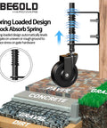 Real Deal Four Inch Spring Loaded Gate Wheel For Outside Wood Fences With Anti Sag Support Roller And Easy Roll Three Sixty Spin Built Tough To Hold Two Hundred Twenty Pounds Stress Free In Matte Black One Piece mounted on various ground surfaces.